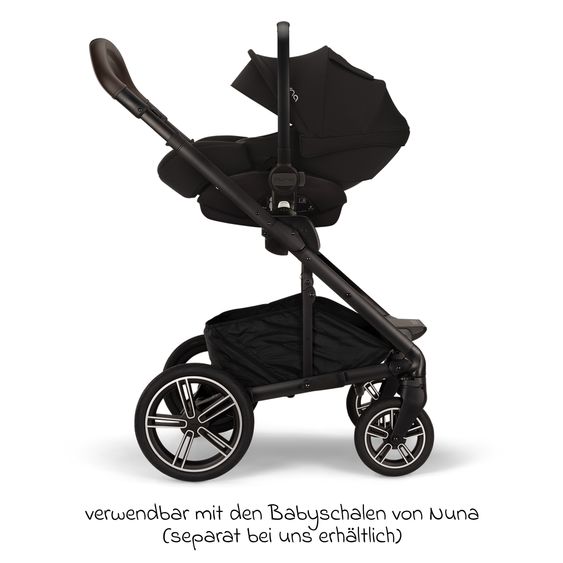 Nuna 2in1 Kombi-Kinderwagen-Set MIXX next bis 22 kg mit Babywanne, Adapter, Kniedecke, Regenschutz & Spieltier - Caviar