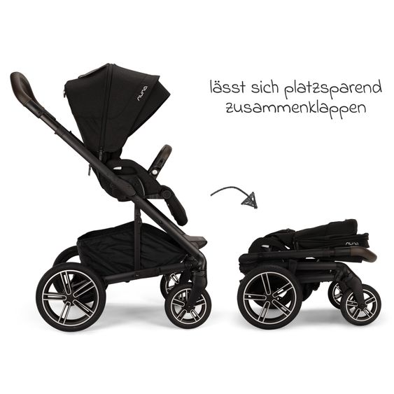 Nuna 2in1 Kombi-Kinderwagen-Set MIXX next bis 22 kg mit Babywanne, Adapter, Kniedecke, Regenschutz & Spieltier - Caviar