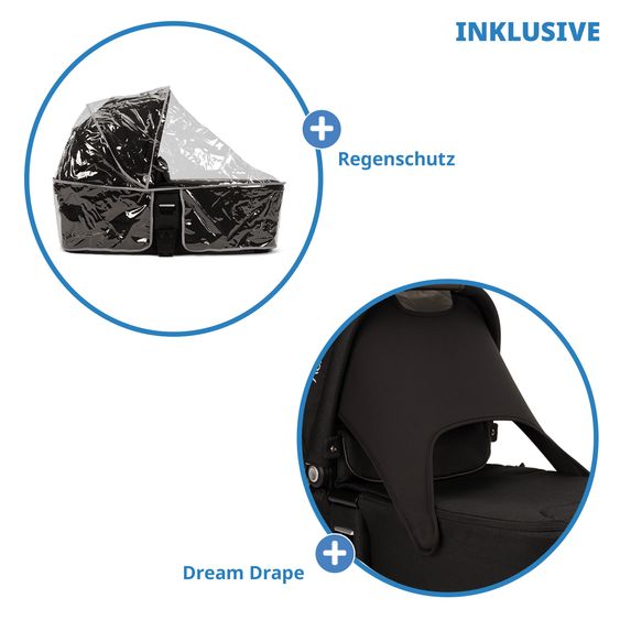 Nuna 2in1 Kombi-Kinderwagen-Set MIXX next bis 22 kg mit Babywanne, Adapter, Kniedecke, Regenschutz & Spieltier - Caviar