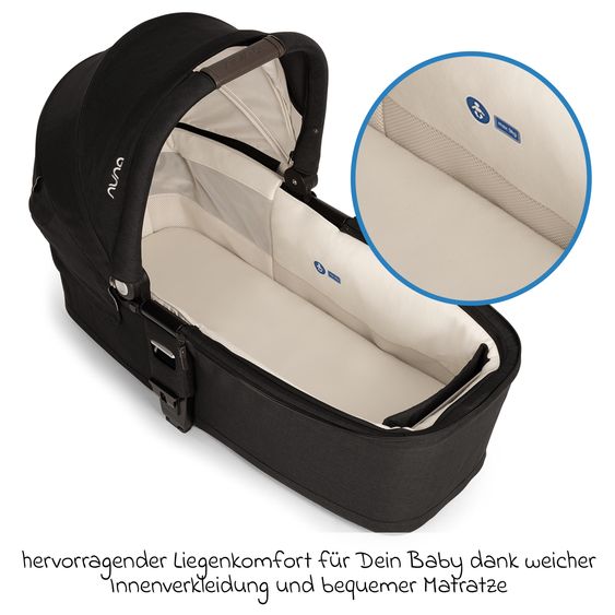 Nuna 2in1 Kombi-Kinderwagen-Set MIXX next bis 22 kg mit Babywanne, Adapter, Kniedecke, Regenschutz & Spieltier - Caviar