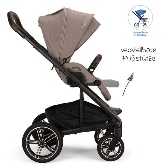 Nuna 2in1 Kombi-Kinderwagen-Set MIXX next bis 22 kg mit Babywanne, Adapter, Kniedecke, Regenschutz & Spieltier - Cedar
