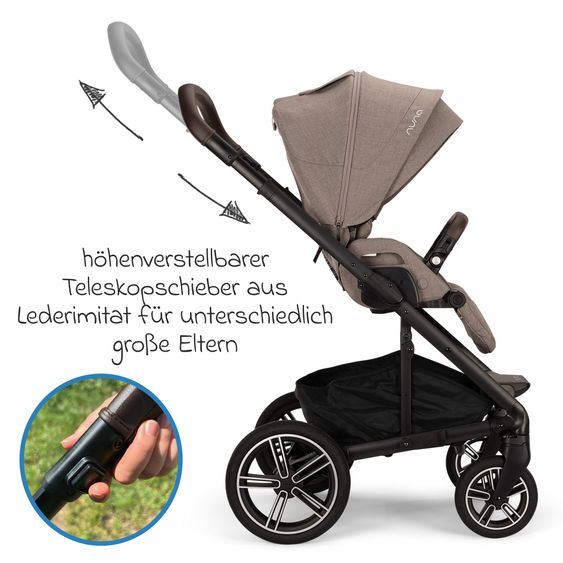 Nuna 2in1 Kombi-Kinderwagen-Set MIXX next bis 22 kg mit Babywanne, Adapter, Kniedecke, Regenschutz & Spieltier - Cedar