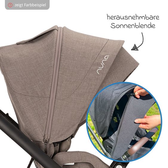 Nuna 2in1 Kombi-Kinderwagen-Set MIXX next bis 22 kg mit Babywanne, Adapter, Kniedecke, Regenschutz & Spieltier - Cedar