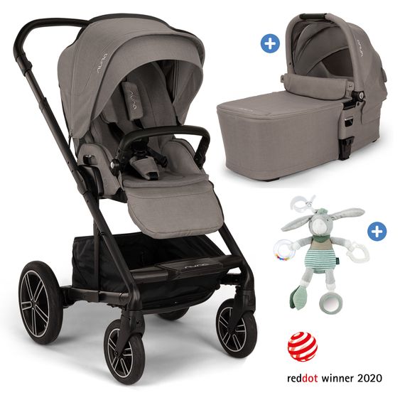 Nuna 2in1 Kombi-Kinderwagen-Set MIXX next bis 22 kg mit Babywanne, Adapter, Kniedecke, Regenschutz & Spieltier - Granite