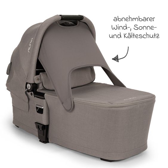 Nuna 2in1 Kombi-Kinderwagen-Set MIXX next bis 22 kg mit Babywanne, Adapter, Kniedecke, Regenschutz & Spieltier - Granite
