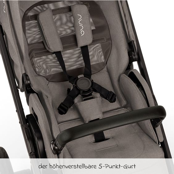 Nuna 2in1 Kombi-Kinderwagen-Set MIXX next bis 22 kg mit Babywanne, Adapter, Kniedecke, Regenschutz & Spieltier - Granite