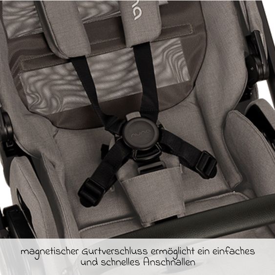 Nuna 2in1 Kombi-Kinderwagen-Set MIXX next bis 22 kg mit Babywanne, Adapter, Kniedecke, Regenschutz & Spieltier - Granite
