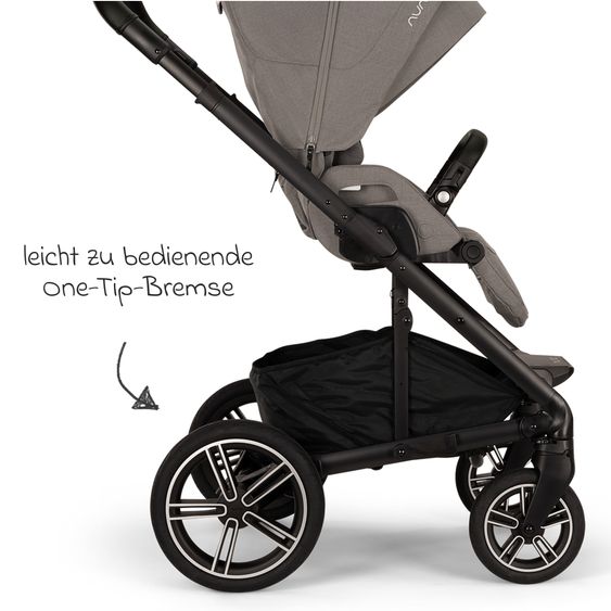Nuna 2in1 Kombi-Kinderwagen-Set MIXX next bis 22 kg mit Babywanne, Adapter, Kniedecke, Regenschutz & Spieltier - Granite