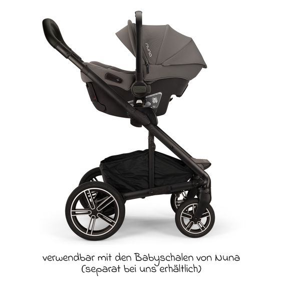 Nuna 2in1 Kombi-Kinderwagen-Set MIXX next bis 22 kg mit Babywanne, Adapter, Kniedecke, Regenschutz & Spieltier - Granite