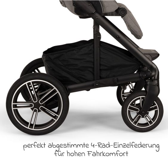 Nuna 2in1 Kombi-Kinderwagen-Set MIXX next bis 22 kg mit Babywanne, Adapter, Kniedecke, Regenschutz & Spieltier - Granite