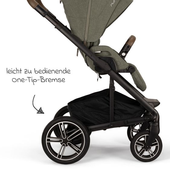 Nuna 2in1 Kombi-Kinderwagen-Set MIXX next bis 22 kg mit Babywanne, Adapter, Kniedecke, Regenschutz & Spieltier - Pine