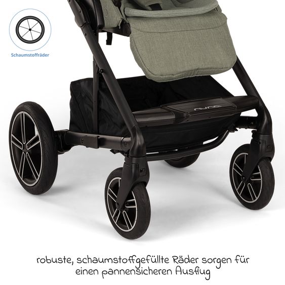 Nuna 2in1 Kombi-Kinderwagen-Set MIXX next bis 22 kg mit Babywanne, Adapter, Kniedecke, Regenschutz & Spieltier - Pine