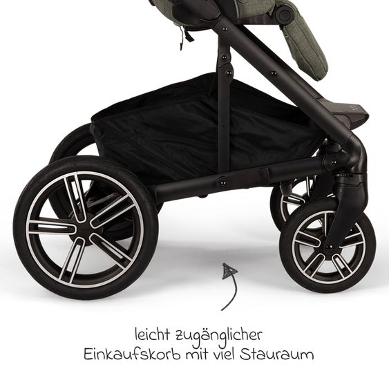 Nuna 2in1 Kombi-Kinderwagen-Set MIXX next bis 22 kg mit Babywanne, Adapter, Kniedecke, Regenschutz & Spieltier - Pine