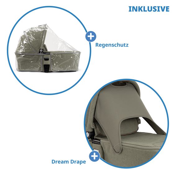 Nuna 2in1 Kombi-Kinderwagen-Set MIXX next bis 22 kg mit Babywanne, Adapter, Kniedecke, Regenschutz & Spieltier - Pine