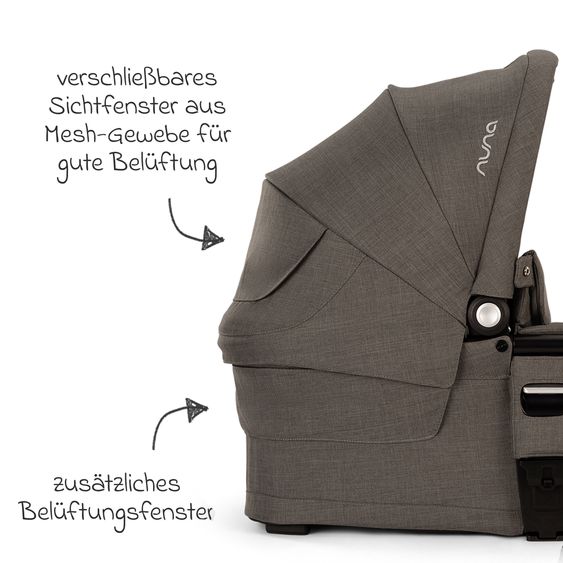 Nuna 2in1 Kombi-Kinderwagen-Set MIXX next bis 22 kg mit Babywanne, Adapter, Kniedecke, Regenschutz & Spieltier - Thunder