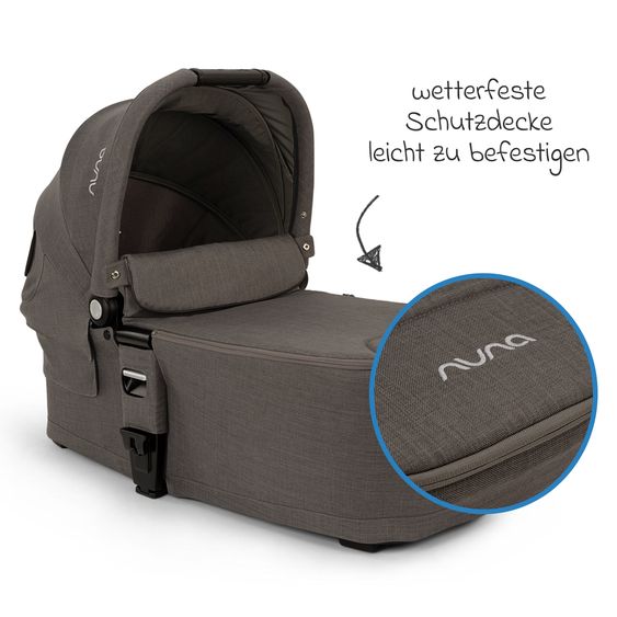 Nuna 2in1 Kombi-Kinderwagen-Set MIXX next bis 22 kg mit Babywanne, Adapter, Kniedecke, Regenschutz & Spieltier - Thunder