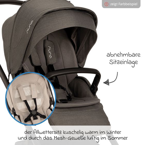 Nuna 2in1 Kombi-Kinderwagen-Set MIXX next bis 22 kg mit Babywanne, Adapter, Kniedecke, Regenschutz & Spieltier - Thunder