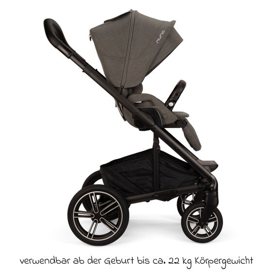 Nuna 2in1 Kombi-Kinderwagen-Set MIXX next bis 22 kg mit Babywanne, Adapter, Kniedecke, Regenschutz & Spieltier - Thunder