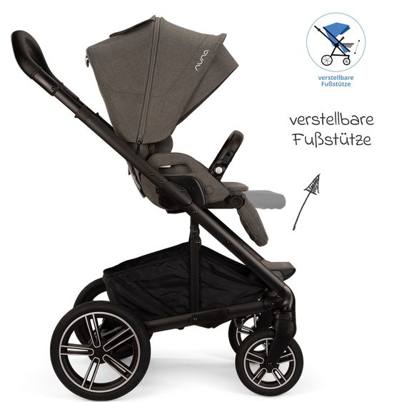 Nuna 2in1 Kombi-Kinderwagen-Set MIXX next bis 22 kg mit Babywanne, Adapter, Kniedecke, Regenschutz & Spieltier - Thunder