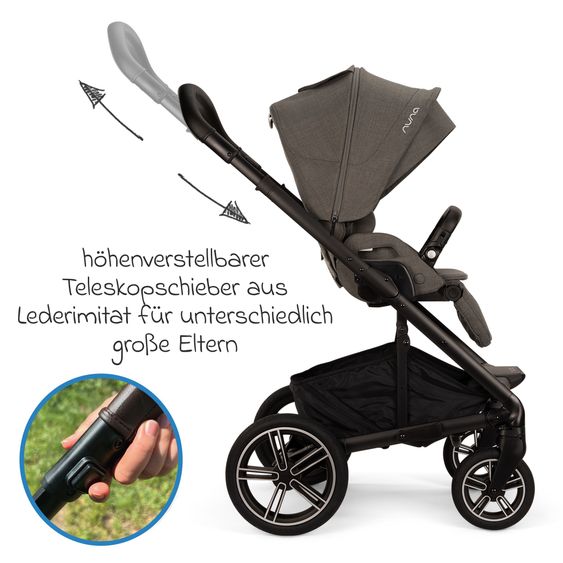 Nuna 2in1 Kombi-Kinderwagen-Set MIXX next bis 22 kg mit Babywanne, Adapter, Kniedecke, Regenschutz & Spieltier - Thunder