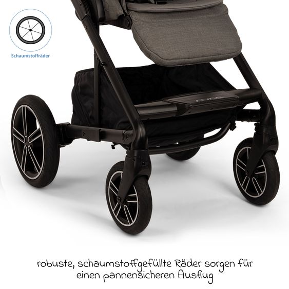 Nuna 2in1 Kombi-Kinderwagen-Set MIXX next bis 22 kg mit Babywanne, Adapter, Kniedecke, Regenschutz & Spieltier - Thunder