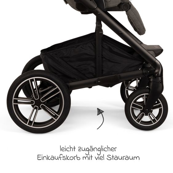 Nuna 2in1 Kombi-Kinderwagen-Set MIXX next bis 22 kg mit Babywanne, Adapter, Kniedecke, Regenschutz & Spieltier - Thunder