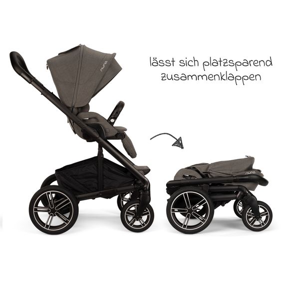 Nuna 2in1 Kombi-Kinderwagen-Set MIXX next bis 22 kg mit Babywanne, Adapter, Kniedecke, Regenschutz & Spieltier - Thunder