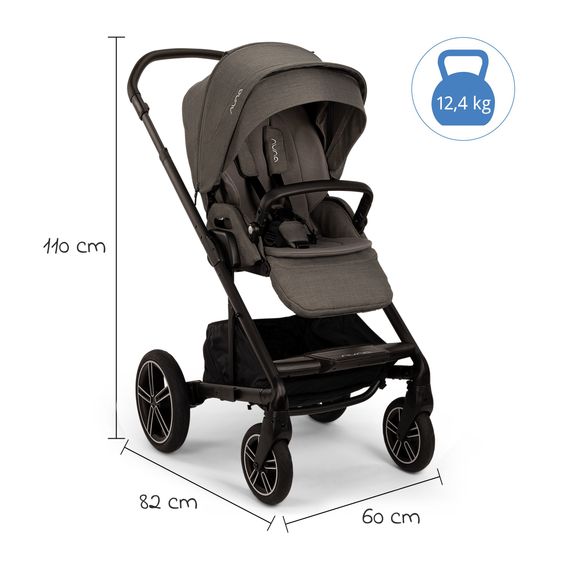 Nuna 2in1 Kombi-Kinderwagen-Set MIXX next bis 22 kg mit Babywanne, Adapter, Kniedecke, Regenschutz & Spieltier - Thunder