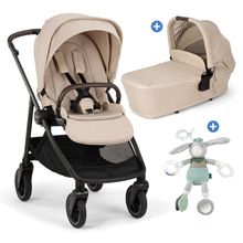 2in1 Kombi-Kinderwagen-Set SWIV bis 22 kg mit Babywanne, Adapter, Transporttasche, Getränkehalter, Regenschutz & Spieltier - Biscotti