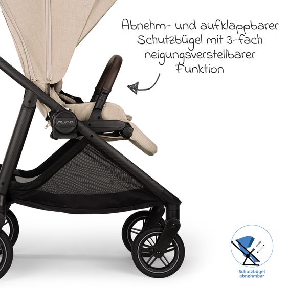 Nuna 2in1 Kombi-Kinderwagen-Set SWIV bis 22 kg mit Babywanne, Adapter, Transporttasche, Getränkehalter, Regenschutz & Spieltier - Biscotti