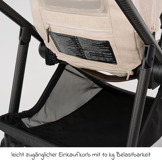 Nuna 2in1 Kombi-Kinderwagen-Set SWIV bis 22 kg mit Babywanne, Adapter, Transporttasche, Getränkehalter, Regenschutz & Spieltier - Biscotti
