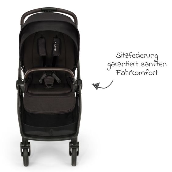 Nuna 2in1 Kombi-Kinderwagen-Set SWIV bis 22 kg mit Babywanne, Adapter, Transporttasche, Getränkehalter, Regenschutz & Spieltier - Caviar