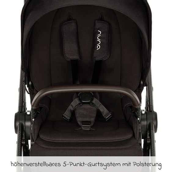 Nuna 2in1 Kombi-Kinderwagen-Set SWIV bis 22 kg mit Babywanne, Adapter, Transporttasche, Getränkehalter, Regenschutz & Spieltier - Caviar