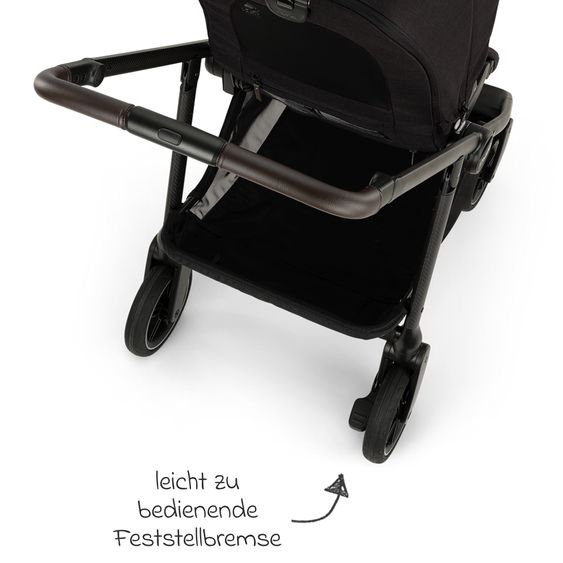 Nuna 2in1 Kombi-Kinderwagen-Set SWIV bis 22 kg mit Babywanne, Adapter, Transporttasche, Getränkehalter, Regenschutz & Spieltier - Caviar