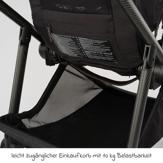 Nuna 2in1 Kombi-Kinderwagen-Set SWIV bis 22 kg mit Babywanne, Adapter, Transporttasche, Getränkehalter, Regenschutz & Spieltier - Caviar