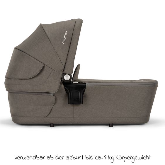 Nuna 2in1 Kombi-Kinderwagen-Set SWIV bis 22 kg mit Babywanne, Adapter, Transporttasche, Getränkehalter, Regenschutz & Spieltier - Granite