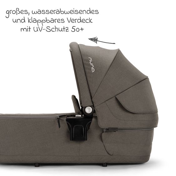 Nuna 2in1 Kombi-Kinderwagen-Set SWIV bis 22 kg mit Babywanne, Adapter, Transporttasche, Getränkehalter, Regenschutz & Spieltier - Granite