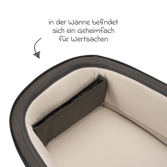 Nuna 2in1 Kombi-Kinderwagen-Set SWIV bis 22 kg mit Babywanne, Adapter, Transporttasche, Getränkehalter, Regenschutz & Spieltier - Granite