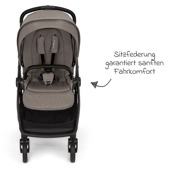 Nuna 2in1 Kombi-Kinderwagen-Set SWIV bis 22 kg mit Babywanne, Adapter, Transporttasche, Getränkehalter, Regenschutz & Spieltier - Granite