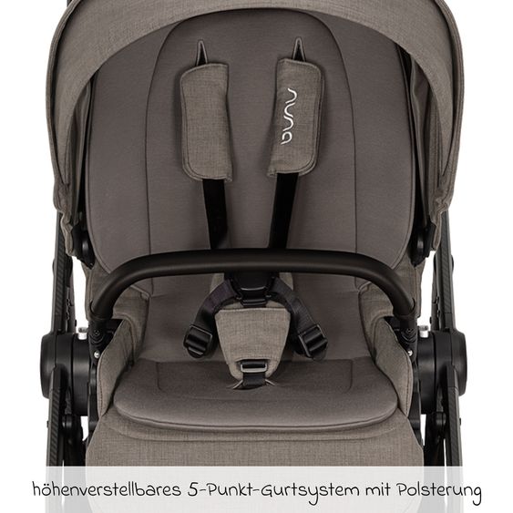 Nuna 2in1 Kombi-Kinderwagen-Set SWIV bis 22 kg mit Babywanne, Adapter, Transporttasche, Getränkehalter, Regenschutz & Spieltier - Granite
