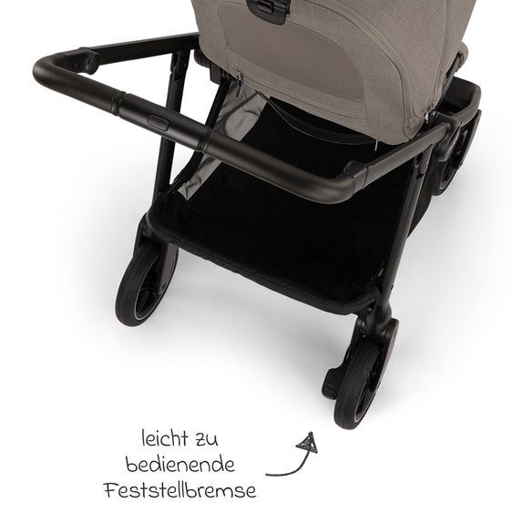 Nuna 2in1 Kombi-Kinderwagen-Set SWIV bis 22 kg mit Babywanne, Adapter, Transporttasche, Getränkehalter, Regenschutz & Spieltier - Granite