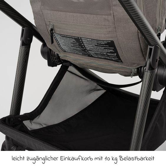 Nuna 2in1 Kombi-Kinderwagen-Set SWIV bis 22 kg mit Babywanne, Adapter, Transporttasche, Getränkehalter, Regenschutz & Spieltier - Granite