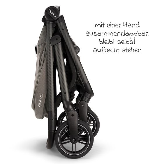 Nuna 2in1 Kombi-Kinderwagen-Set SWIV bis 22 kg mit Babywanne, Adapter, Transporttasche, Getränkehalter, Regenschutz & Spieltier - Granite