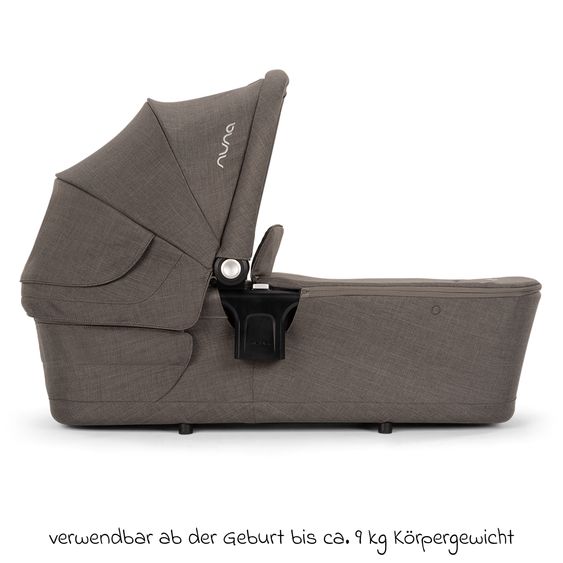 Nuna 2in1 Kombi-Kinderwagen-Set SWIV bis 22 kg mit Babywanne, Adapter, Transporttasche, Getränkehalter, Regenschutz & Spieltier - Thunder