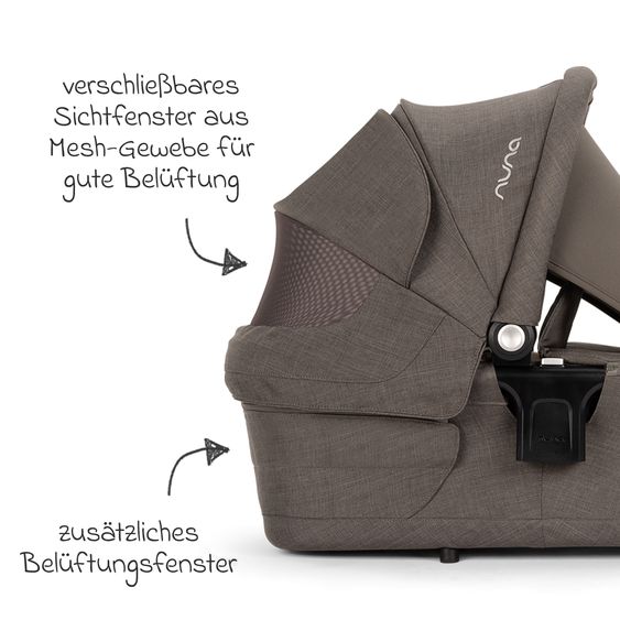 Nuna 2in1 Kombi-Kinderwagen-Set SWIV bis 22 kg mit Babywanne, Adapter, Transporttasche, Getränkehalter, Regenschutz & Spieltier - Thunder