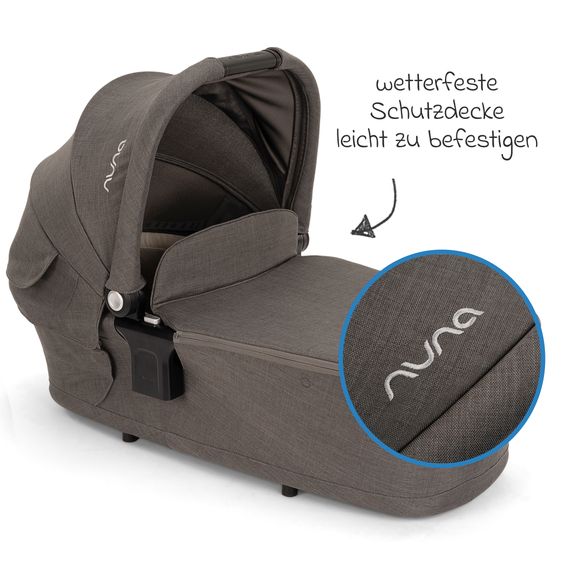 Nuna 2in1 Kombi-Kinderwagen-Set SWIV bis 22 kg mit Babywanne, Adapter, Transporttasche, Getränkehalter, Regenschutz & Spieltier - Thunder