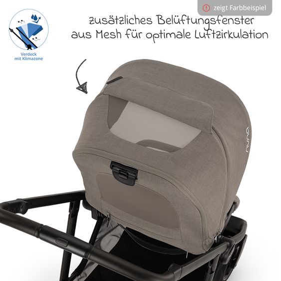 Nuna 2in1 Kombi-Kinderwagen-Set SWIV bis 22 kg mit Babywanne, Adapter, Transporttasche, Getränkehalter, Regenschutz & Spieltier - Thunder
