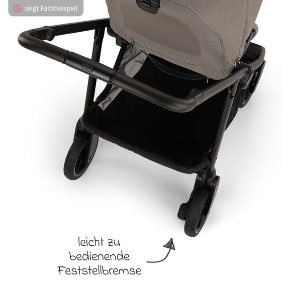 Nuna 2in1 Kombi-Kinderwagen-Set SWIV bis 22 kg mit Babywanne, Adapter, Transporttasche, Getränkehalter, Regenschutz & Spieltier - Thunder