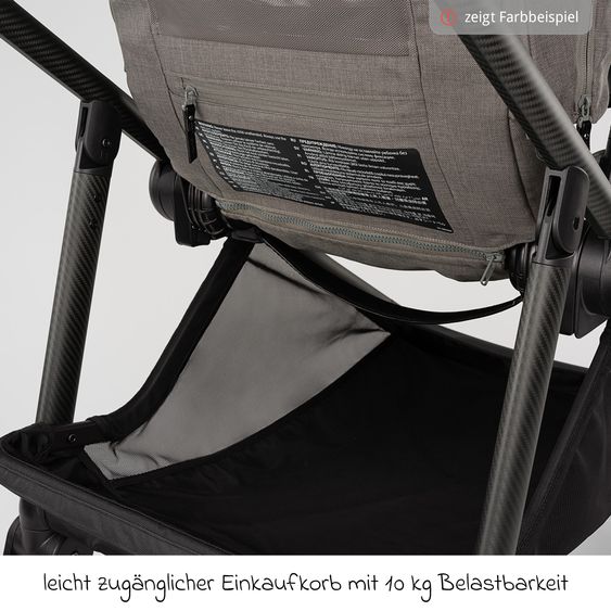 Nuna 2in1 Kombi-Kinderwagen-Set SWIV bis 22 kg mit Babywanne, Adapter, Transporttasche, Getränkehalter, Regenschutz & Spieltier - Thunder
