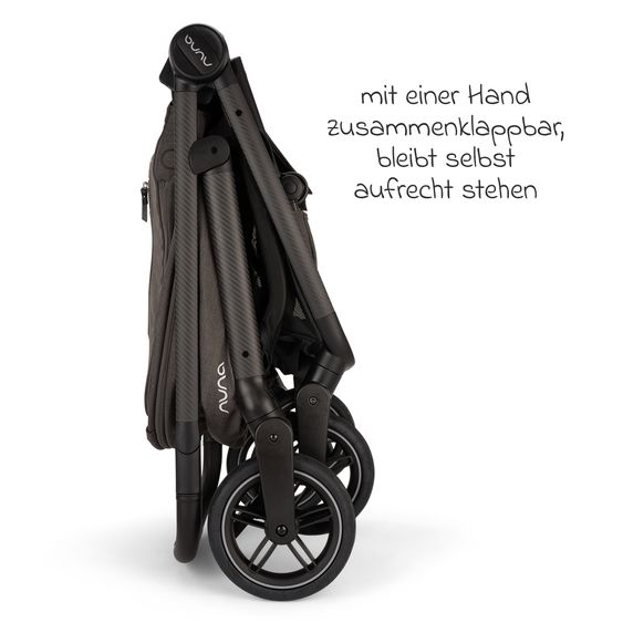 Nuna 2in1 Kombi-Kinderwagen-Set SWIV bis 22 kg mit Babywanne, Adapter, Transporttasche, Getränkehalter, Regenschutz & Spieltier - Thunder